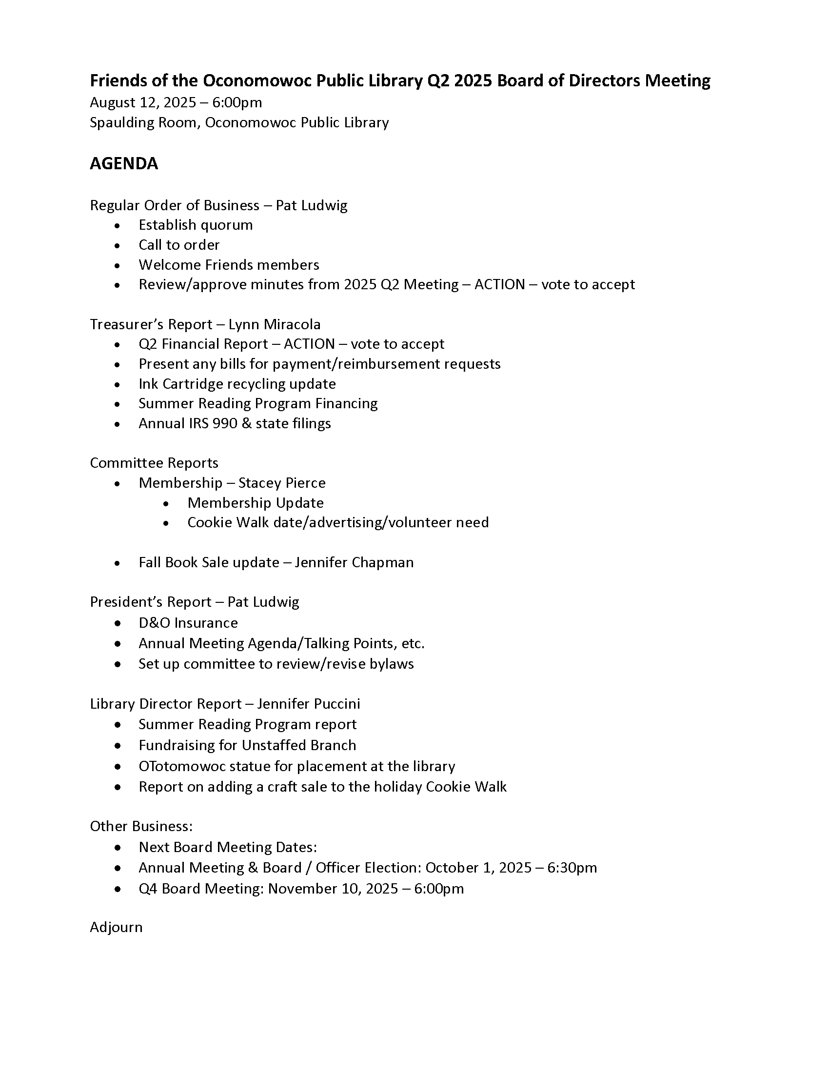 Agenda